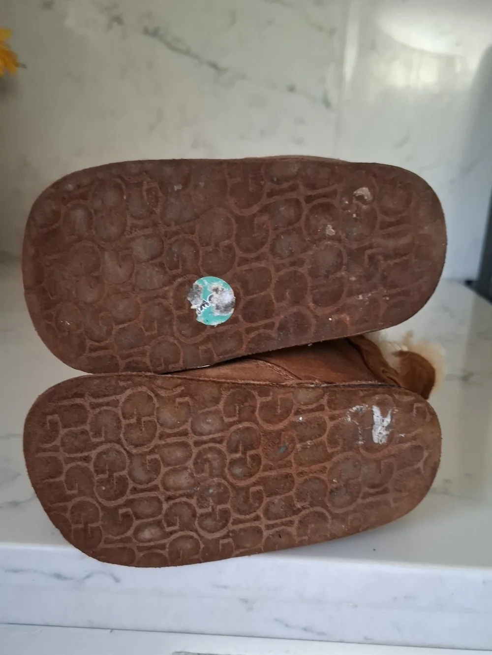 UGG Baby Chestnut Suede Shearling-Lined Slippers